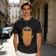 Olive Green T-Shirt With Happy Steaming Coffee Cup Graphic