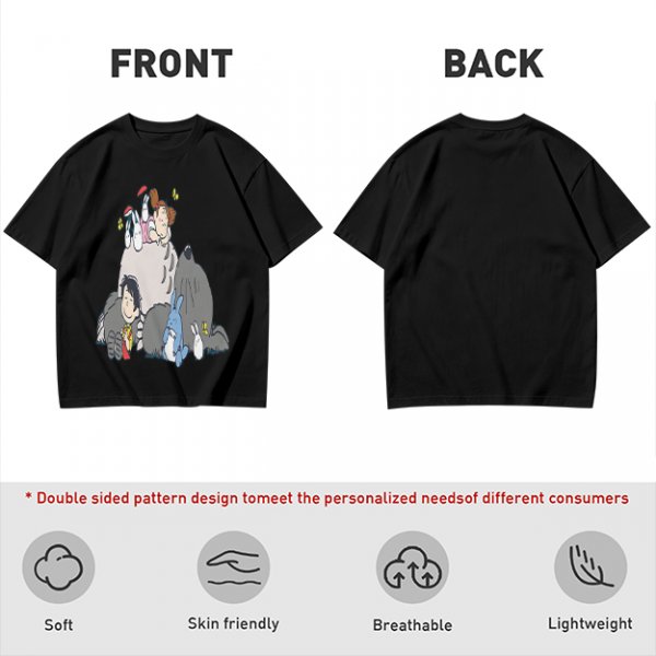 Olive T-shirt with whimsical forest spirit and children graphic print