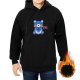 Black hoodie with grumpy blue bear graphic that says nope