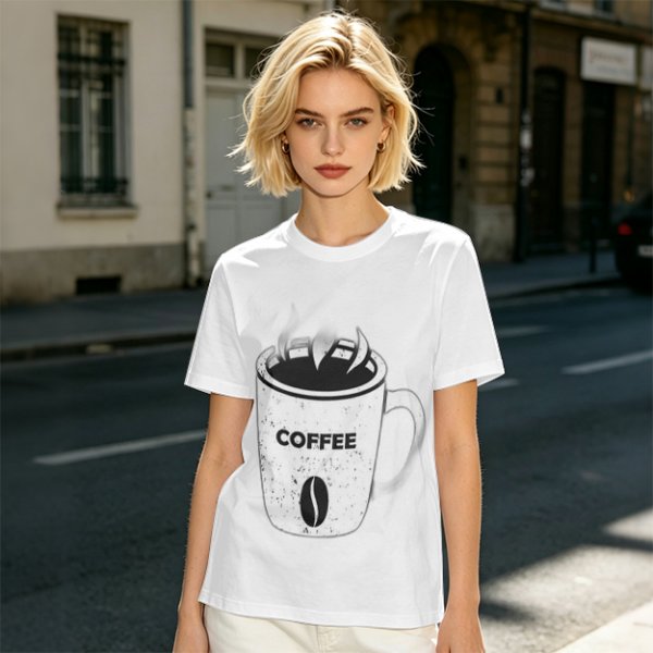 Olive Green T-Shirt With Coffee Mug Graphic Print