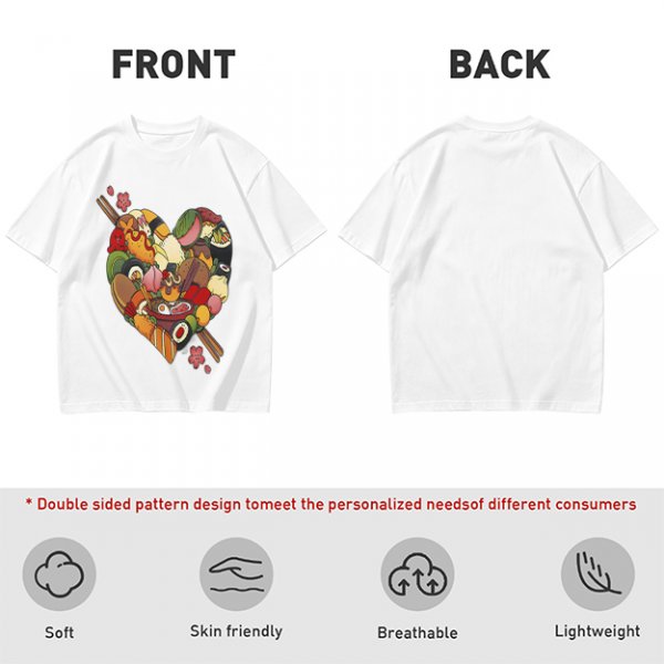 Olive T-Shirt With Heart Shaped Sushi Food Art Print