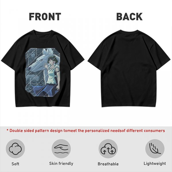 Olive T-Shirt Featuring Princess Mononoke Wolf Artwork