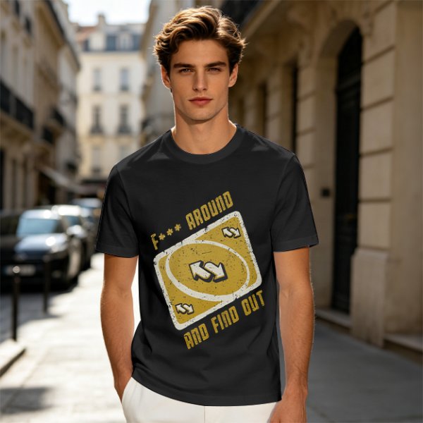 Olive Graphic Tee With 'F*** Around And Find Out' Uno Reverse Card Print