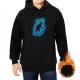 Black Hoodie With Peering Black Cat On Blue Swirl Graphic