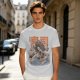 Olive T-shirt with Sushi Dragon Wave Graphic Print