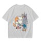 Olive T-Shirt With Cute Cats Enjoying Pizza And Snacks Print