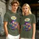 Olive T-shirt with Lego-style characters and 'Gonna Be Golden' print