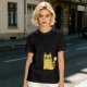 Olive Green T-Shirt With Surprised Yellow Tabby Cat Graphic