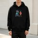 Black hoodie with retro fighting game character graphic print