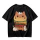 Olive T-Shirt With Cute Cat Burger And Kittens Print