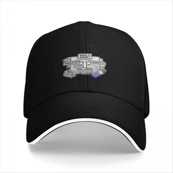 Funny Baseball Cap With Meme Flowchart Design Featuring Tape And Duct Tape