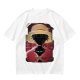Olive T-shirt with Glitch Art Monkey D Luffy Straw Hat Print