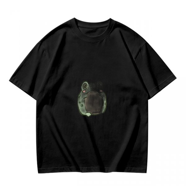 Olive Green T-Shirt With Cute Chubby Frog Graphic Print