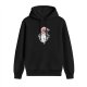 Black hoodie with Totoro and red moon graphic print