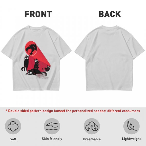 Olive T-Shirt With Black Cats And Red Panther Signal Graphic