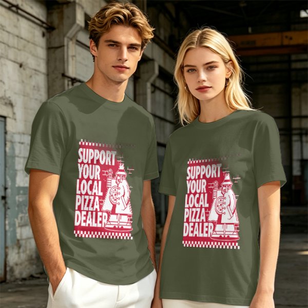 Support Your Local Pizza Dealer Graphic Olive T-Shirt
