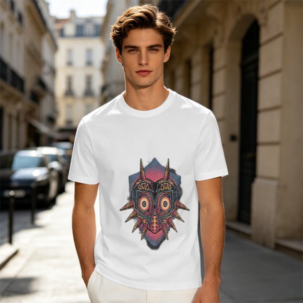 Olive Green T-Shirt With Majora's Mask Graphic Print