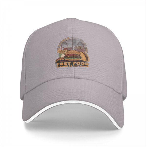 Black Baseball Cap With Sacred Fast Food Combo Graphic