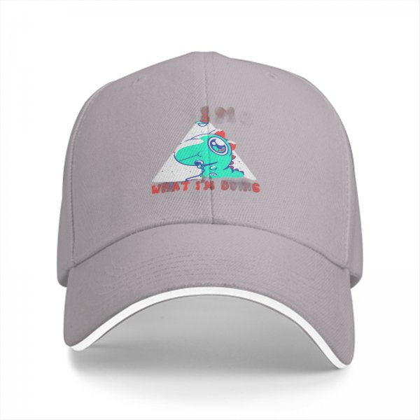 Black Baseball Cap With Cute Dinosaur Graphic And 'What I'm Doing' Text