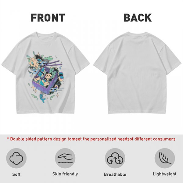 Olive t-shirt with whimsical bento box animal graphic print