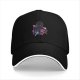Black baseball cap with anime silhouette and star graphic design
