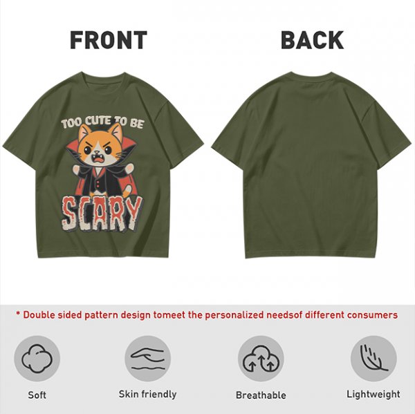 Too Cute To Be Scary Vampire Cat Graphic T-Shirt