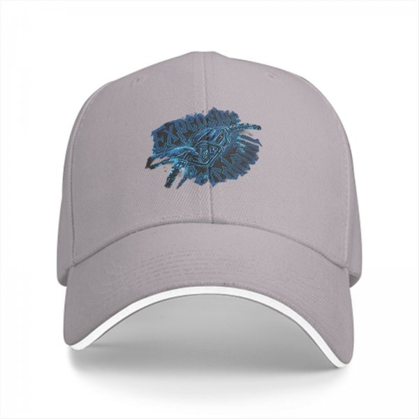 Black Baseball Cap With Blue Graphic Print Design