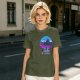 Olive T-shirt with Anor Londo Synthwave Castle Print