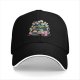 Black Baseball Cap With Whimsical Colorful Artwork Print