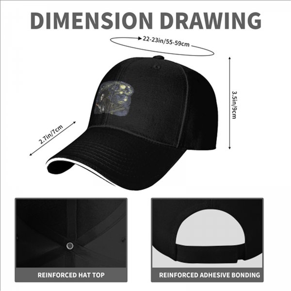 Black Baseball Cap With Starry Night Edward Scissorhands Art Print
