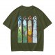 Olive T-Shirt With Stained Glass Style Four Seasons Forest Creature Art