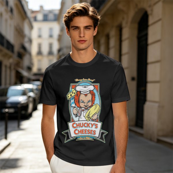 Chucky's Cheeses Horror Themed Graphic T-Shirt