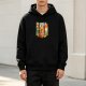 Black hoodie with citrus fruit and whimsical graphic print