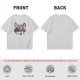 Olive T-shirt with Cartoon Group of Four People and Bowls Print