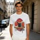 Olive t-shirt with cute cat sushi characters on a wooden platter