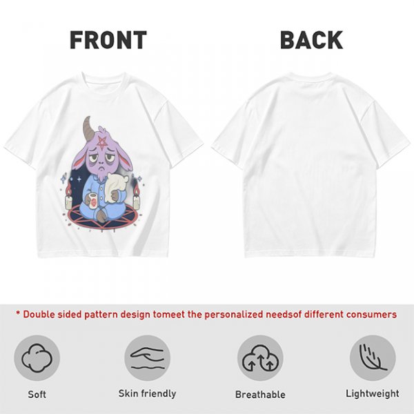 Oversized T-Shirt With Sleepy Baphomet Goat In Pajamas Print