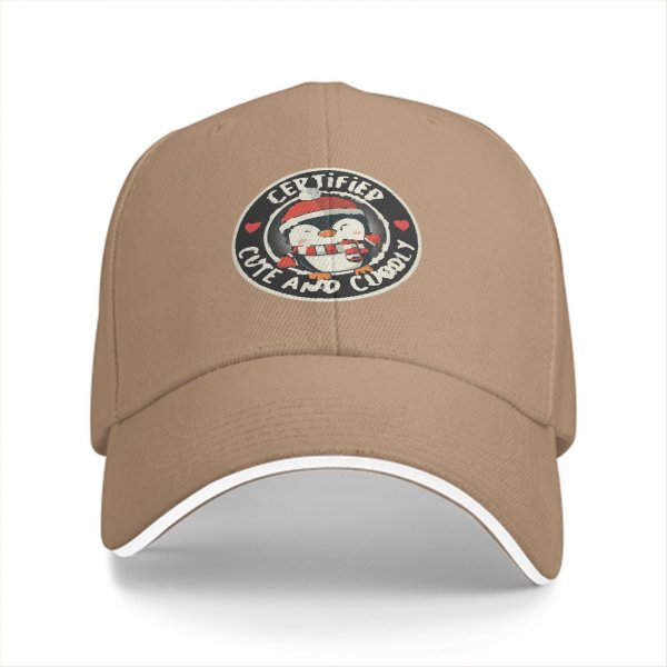 Black Baseball Cap With Certified Cute And Cuddly Penguin Graphic
