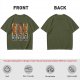Olive Green T-Shirt With Three Panel Cartoon Monkey Head Print