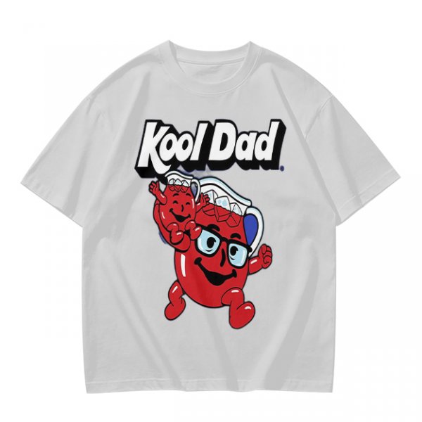 Olive green graphic t-shirt with Kool Dad and Kool-Aid mascot print
