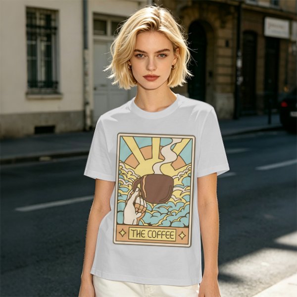 Oversized Dark Green T-Shirt With The Coffee Tarot Card Style Print