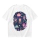 Olive T-shirt with Chibi Fantasy Characters and Whimsical Art Print