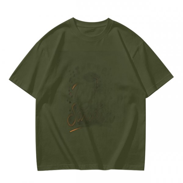 Oversized Olive Green Graphic Print Short Sleeve T-Shirt
