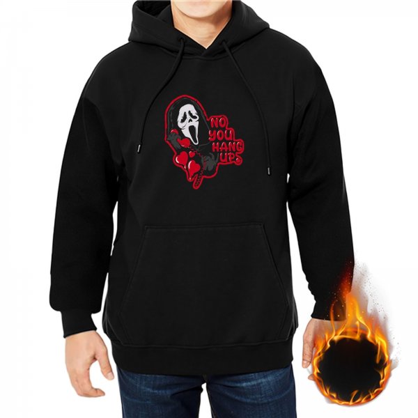 Black hoodie with Ghostface 'I'll Make You Hang Up' horror graphic