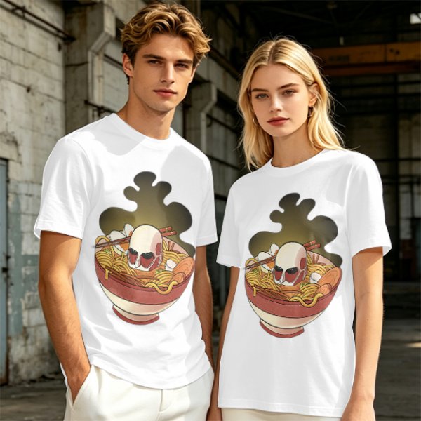 Olive T-Shirt With Skull Ramen Bowl Graphic