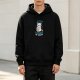 Black hoodie with a grumpy cat and 'I exist without my consent' print