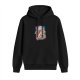 Black Hoodie with Retro Cartoon Character Graphic Print