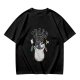 Olive graphic t-shirt with Trash Club raccoon and panda in trash can print