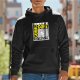 Black hoodie with Comic Cone Intercational cat graphic
