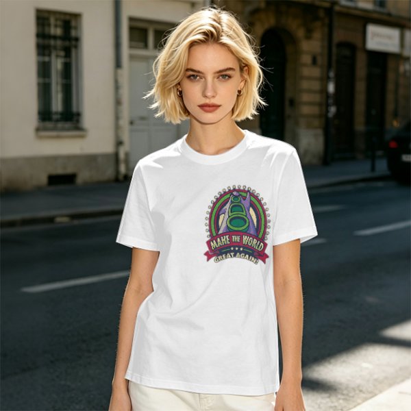 Olive T-Shirt With Make The World Great Again Space Graphic Print