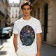 Olive T-Shirt with Cheshire Cat Clock Art Print